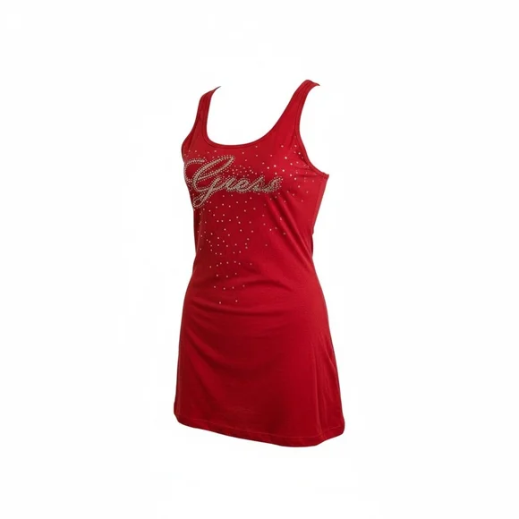 Guess Red Tank Top with Rhinestone Logo - Picture 2 of 2